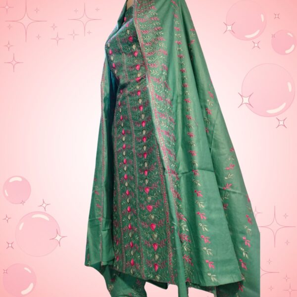 Pista Green Embroidered Chicken 3-Piece Suit